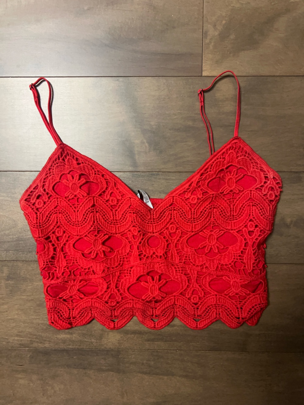 stradivarius Red Floral Crochet Lace Bralette